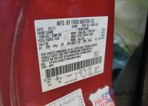 2011 Ford Escape Xlt from USA, damaged, VIN 1FMCU9D77BKB61042